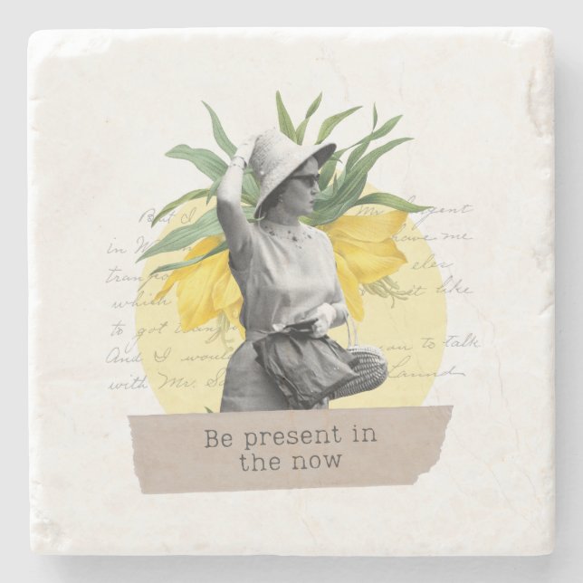 Posavasos De Piedra "Be present in the now" coaster (Anverso)