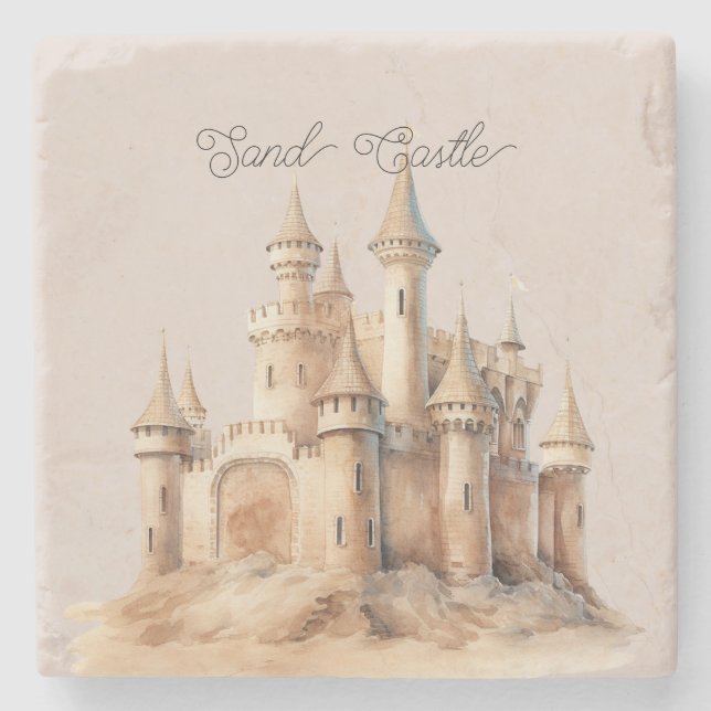 Posavasos De Piedra Beach Cream Sand Castle (Anverso)