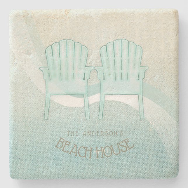 Posavasos De Piedra Beach House Adirondack Chairs Aqua Blue ID623 (Anverso)