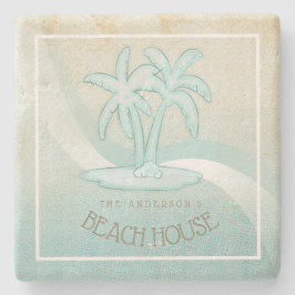 Posavasos De Piedra Beach House Palm Trees Aqua ID623
