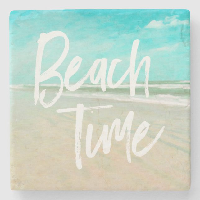 Posavasos De Piedra Beach Time Turquoise Sky Beach Seat Stone Coas (Anverso)
