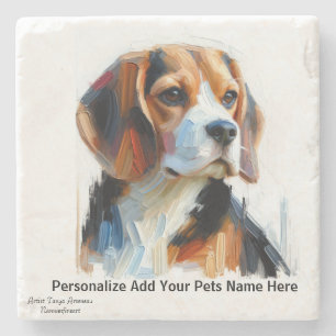 Posavasos De Piedra Beagle Cute Browns /PERSONALIZAR escayola de piedr