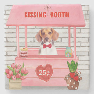 Posavasos De Piedra Beagle Dog El día de San Valentín Kissing Booth