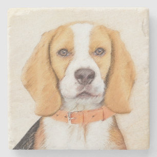 Posavasos De Piedra Beagle Hound Dog Pintura original de animales
