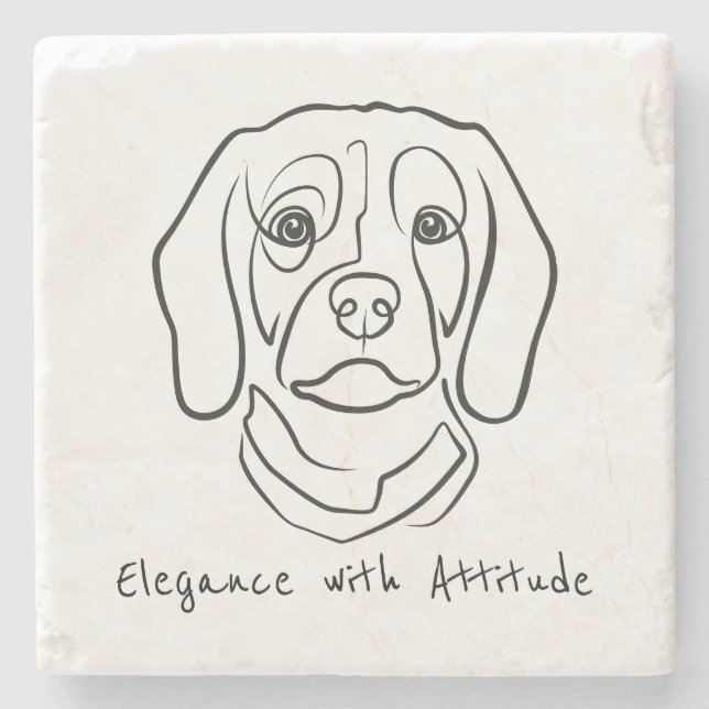 Posavasos De Piedra Beagle Line Art, Elegance with Attitude (Anverso)