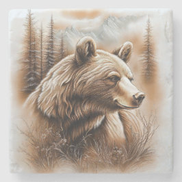 Posavasos De Piedra Bear Marble Coaster