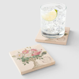 Posavasos De Piedra Beautiful classy vintage watercolor flowers French