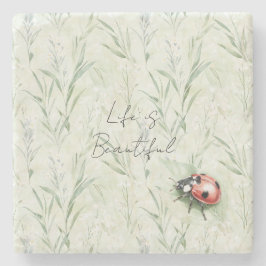 Posavasos De Piedra Beautiful Garden Ladybug