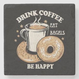 Posavasos De Piedra Bebe Café Come Bagels Sé Feliz