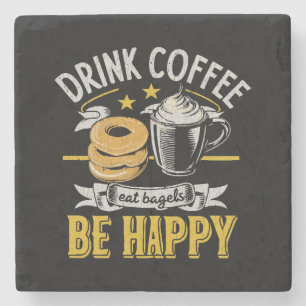 Posavasos De Piedra Bebe Café Come Bagels Sé Feliz