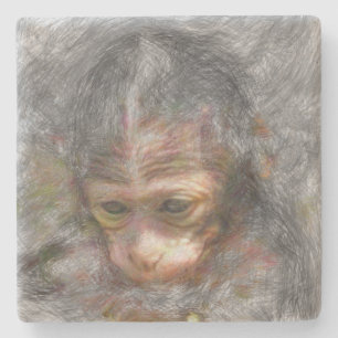 Posavasos De Piedra bebé de mono animal artístico