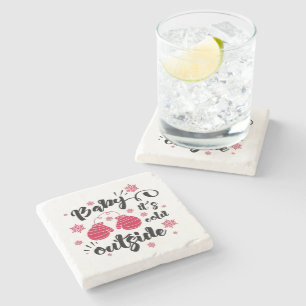 Posavasos De Piedra Bebé, hace frío afuera, lindo invierno de mitones
