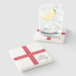 Posavasos De Piedra Bebe y sé inglés con la bandera de St George