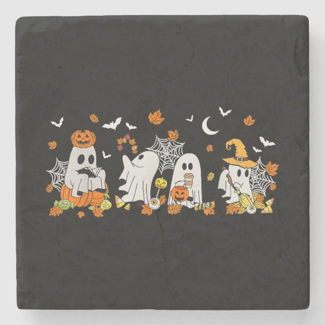 Posavasos De Piedra Beber café dulce fantasma Halloween Fall Ghost Bo (Anverso)