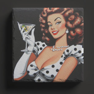 Posavasos De Piedra Bebida de belleza Pin Up