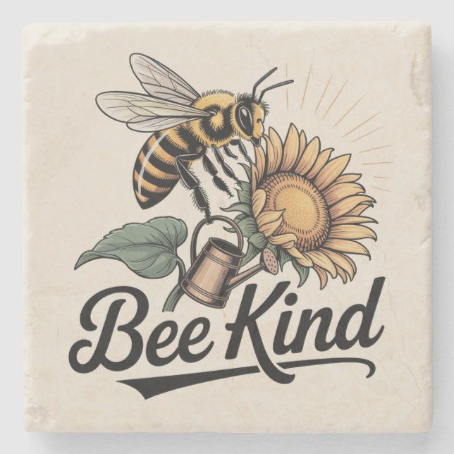 Posavasos De Piedra Bee Kind Coaster (Anverso)