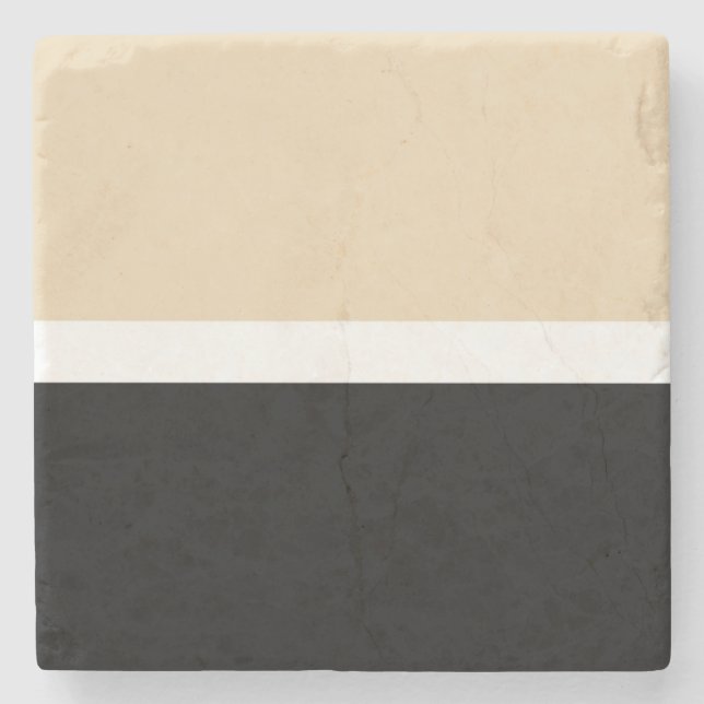 Posavasos De Piedra Beige Black Abstract Stripe (Anverso)