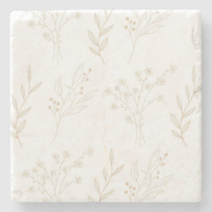 Posavasos De Piedra Beige Floral Boho Boda