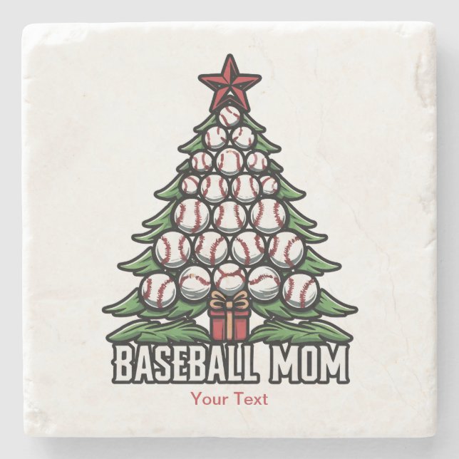 Posavasos De Piedra Béisbol Mamá Para Navidades (Anverso)