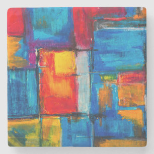 Posavasos De Piedra Bella Artes colorido Resumen de pintura de aceite