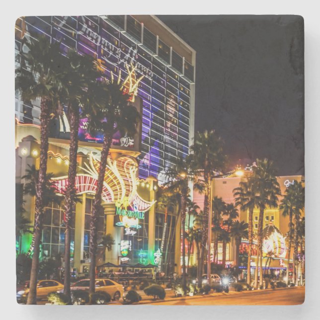 Posavasos De Piedra Bella franja de Las Vegas de noche (Anverso)