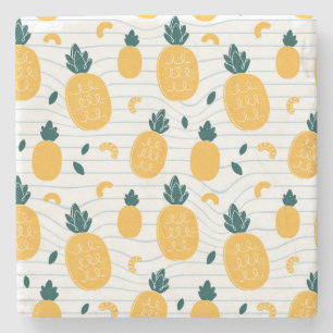 Posavasos De Piedra Belleza de piña: patrón dibujado a mano