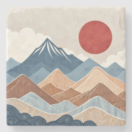 Posavasos De Piedra Belleza del atardecer en montañas