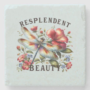 Posavasos De Piedra Belleza resplandeciente - Dragonfly artístico