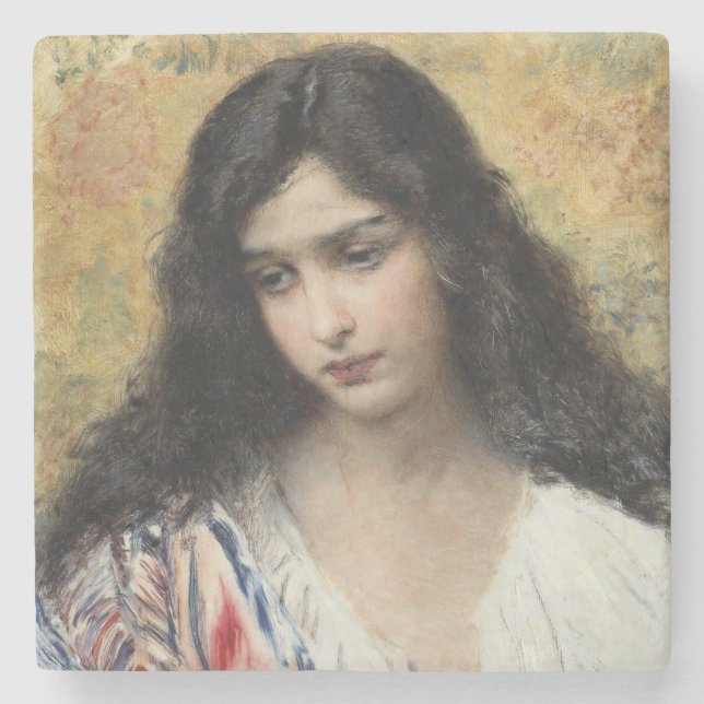 Posavasos De Piedra Belleza rusa (por Konstantin Makovsky) (Anverso)