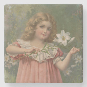 Posavasos De Piedra Bellezas de Pascua, Ilustración Vintage, 1898