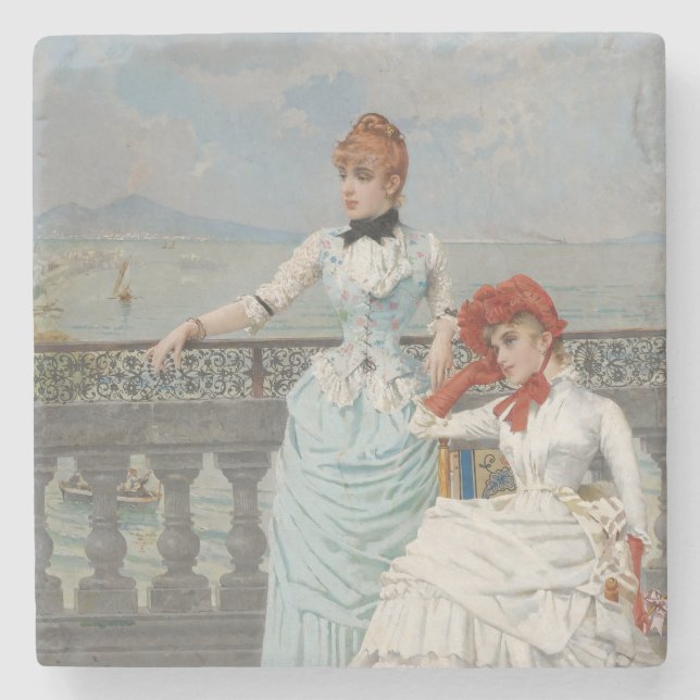 Posavasos De Piedra Bellezas napolitanas (jóvenes italianas elegantes) (Anverso)