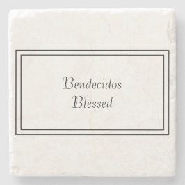 Posavasos De Piedra Bendecido bendecido español blanco y negro bilingü