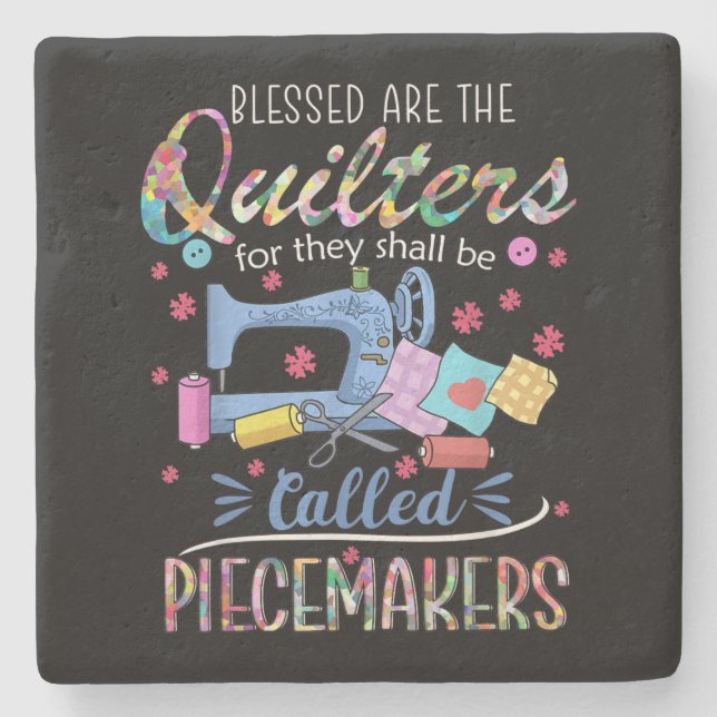 Posavasos De Piedra Benditas Quilters Piecemakers Quilting Sgift (Anverso)