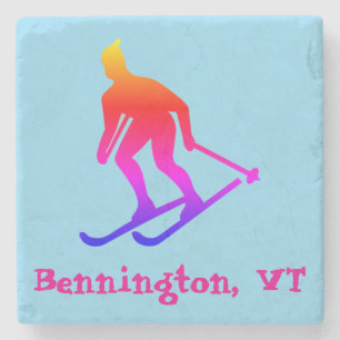 Posavasos De Piedra Bennington, VT - Arcoiris de esquí del sur de Verm