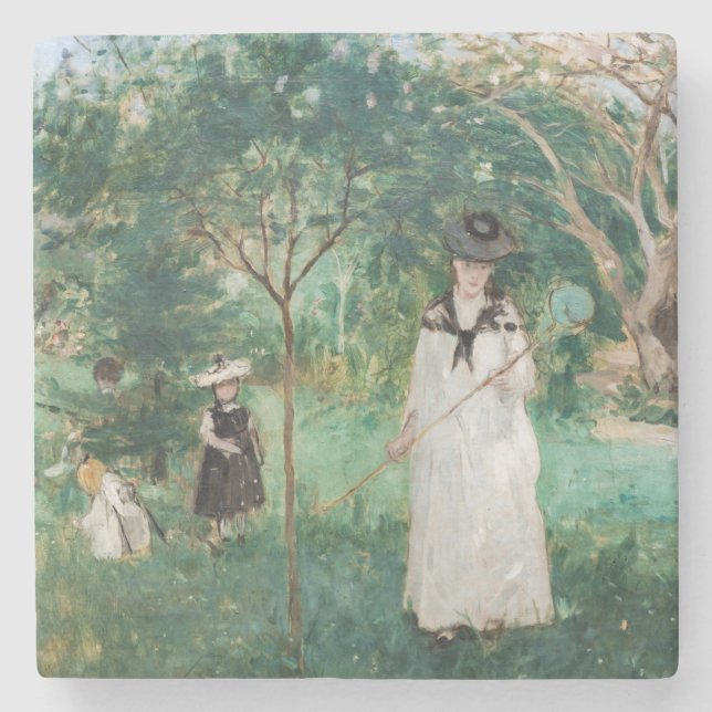 Posavasos De Piedra Berthe Morisot - La caza de mariposas (Anverso)