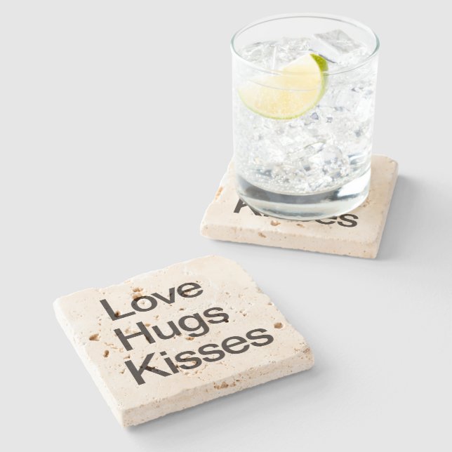 Posavasos De Piedra Besos de abrazos de amor (Lateral)