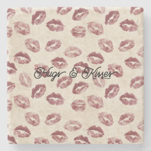 Posavasos De Piedra Besos de Labios Rojos Cremosos