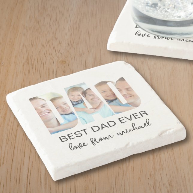 Posavasos De Piedra Best Dad Ever Photo Letter (Subido por el creador)