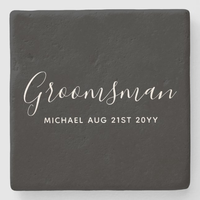 Posavasos De Piedra Bestman Groomsman GIFTS Classic Black (Anverso)