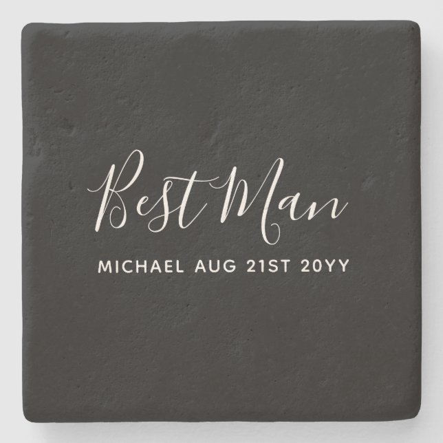Posavasos De Piedra Bestman Groomsman GIFTS Classic Black (Anverso)