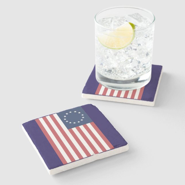 Posavasos De Piedra Betsy Ross Flag Design Stone Coaster (Lateral)