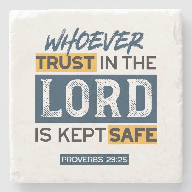 Posavasos De Piedra Bible Quote Art - Proverbs 29:25 Trust in God (Anverso)