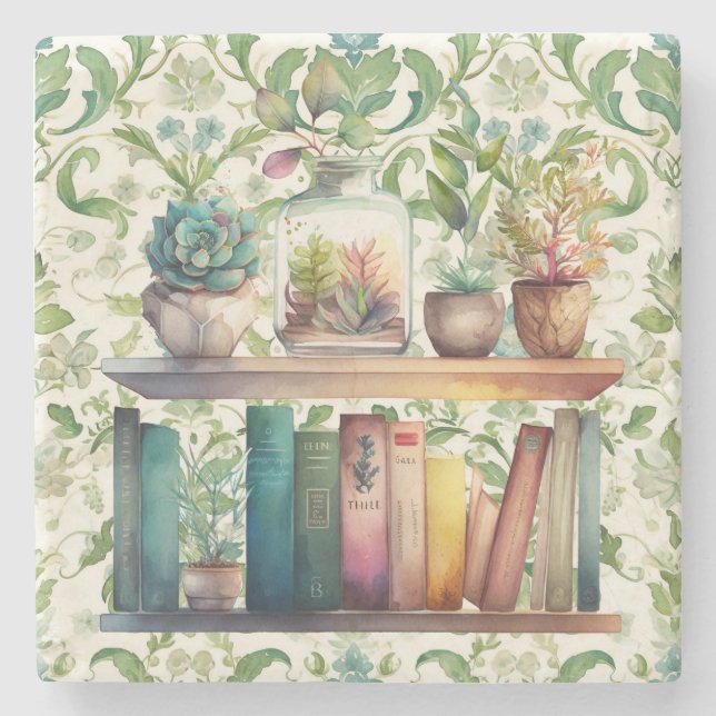 Posavasos De Piedra Biblioteca de Jardín (Anverso)