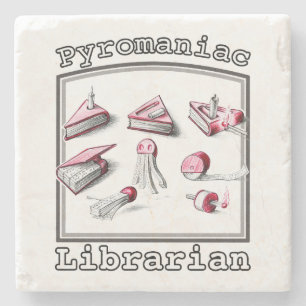 Posavasos De Piedra Bibliotecario piromaniaco enciende ideas de libros