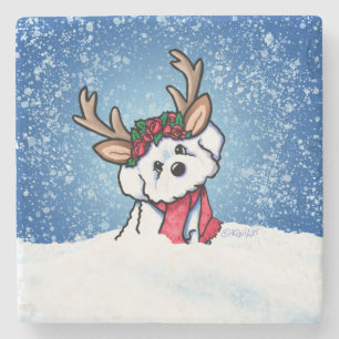 Posavasos De Piedra Bichon Frise Reindeer Stone Coaster