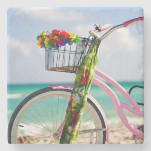 Posavasos De Piedra Bicicleta en la playa el Miami, la Florida