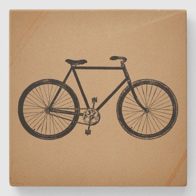 Posavasos De Piedra Bicicleta Ilustracion Bicicleta Vintage Bicicleta  (Anverso)