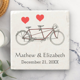 Posavasos De Piedra Bicicleta Tandem Antigua y Bonita Personalizada pa