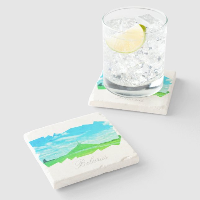 Posavasos De Piedra Bielorrusia Mono de la naturaleza de la arquitectu (Lateral)