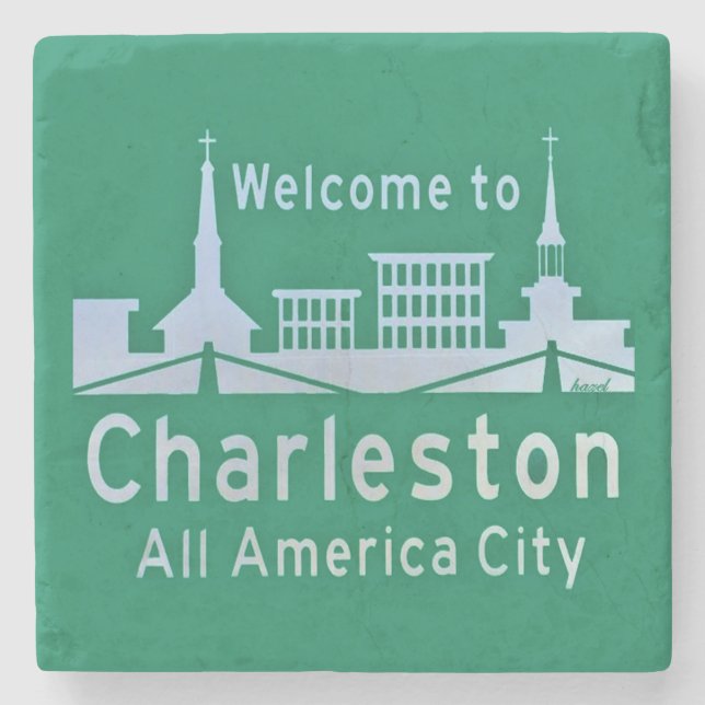 Posavasos De Piedra Bienvenidos A Charleston, Charleston, SC Coaster. (Anverso)